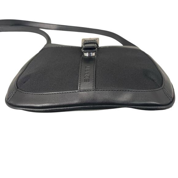 Vintage 90's Y2K Esprit Black Faux Leather Canvas Crossbody Mini Bag Small Purse - Picture 9 of 12